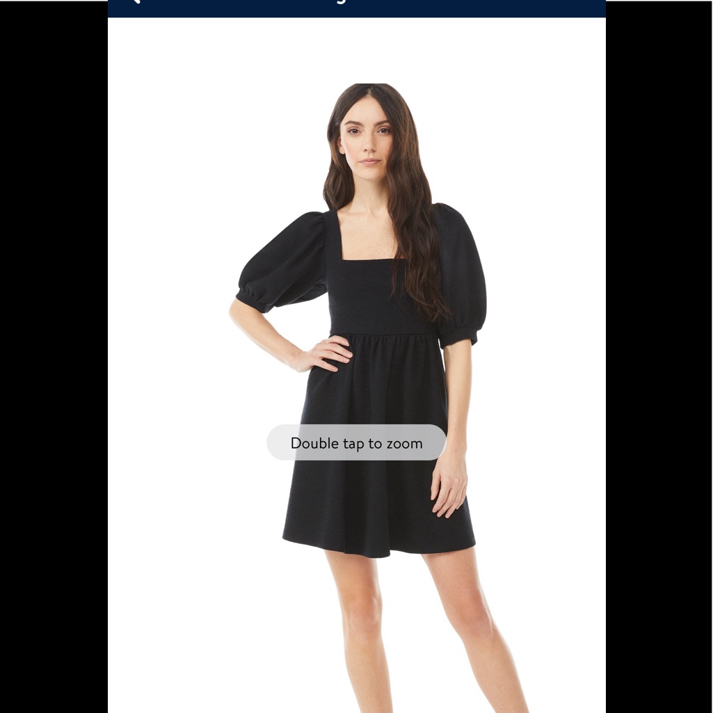 Scoop Babydoll Dress With Puff Sleeves